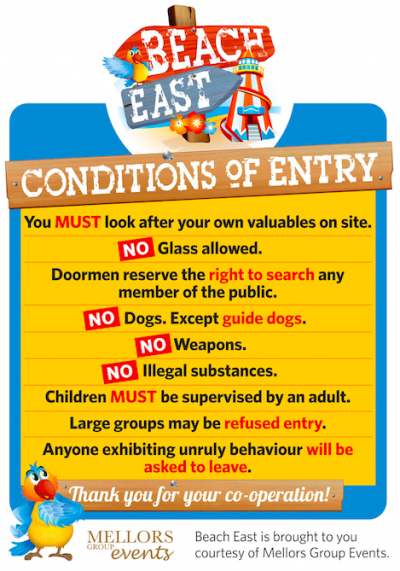 BeachEast Conditions of Entry